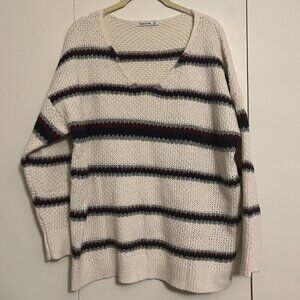 Pink Clover Nakiyah V-neck Sweater, Striped, Size LP